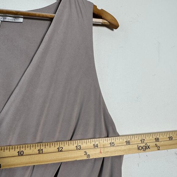 Lovers + Friends Dress Women Small Gray Asymmetric Faux Wrap Going Out Neutral - Picture 6 of 8
